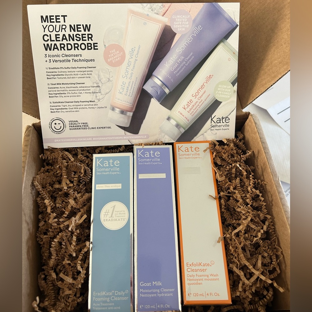 Kate Somerville cleansers Eradikate acne, Goat milk moisturizing exfolikate foam